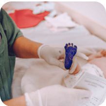 Newborn footprint being taken